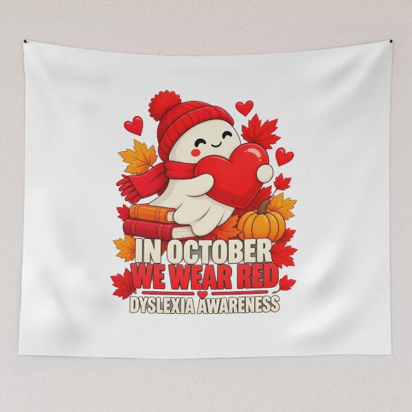 Item preview, In October We Wear Red Dyslexia Awareness Cute Ghost designed and sold by ArtDesignTp.