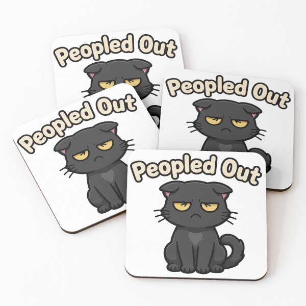 Item preview, Peopled Out Grumpy Black Cat Funny Antisocial Cat Humour Introvert Gift designed and sold by Funky Mobile Studio.