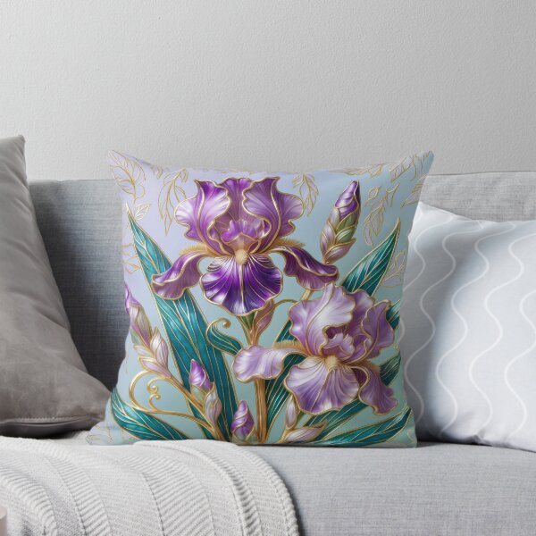 Item preview, Purple Iris – Elegant Vintage Gold and Teal Floral Art designed and sold by MargaretWiktor.