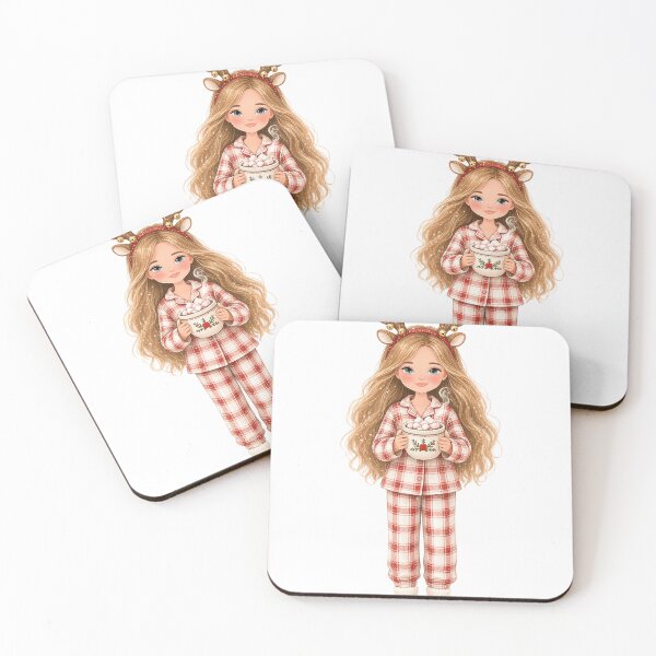 Item preview, Christmas Pajamas Girl Hot Cocoa Reindeer Watercolor designed and sold by Alice Monber’s Illustration.
