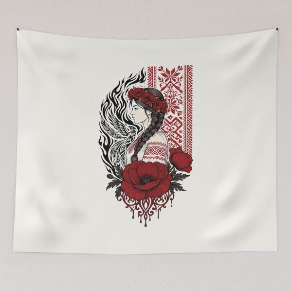 Item preview, Slavic Firebird Guardian Red Poppy Art designed and sold by fadilow.