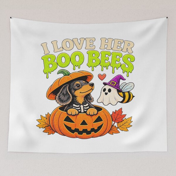 Item preview, I Love Her Boo Bees I Love His Halloweenie Couples designed and sold by ArtDesignTp.