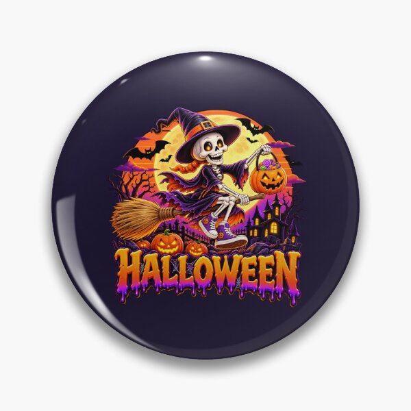 Item preview, Halloween Skeleton Witch Riding Broom – Spooky Night designed and sold by DIB Designs – Express Your Style.