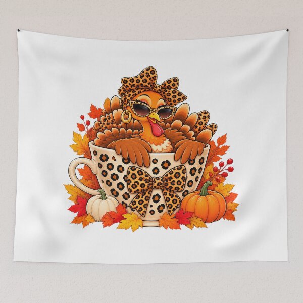 Item preview, Leopard Turkey Drinking Coffee Women Thanksgiving designed and sold by ArtDesignTp.