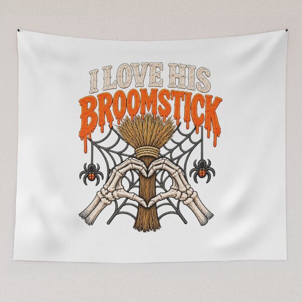 Item preview, I Love His Broomstick Funny Halloween Skeleton Couple designed and sold by ArtDesignTp.