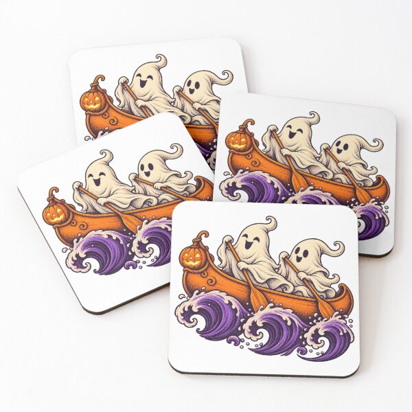 Item preview, Ghosts in a canoe on purple waves designed and sold by sasaPRO.