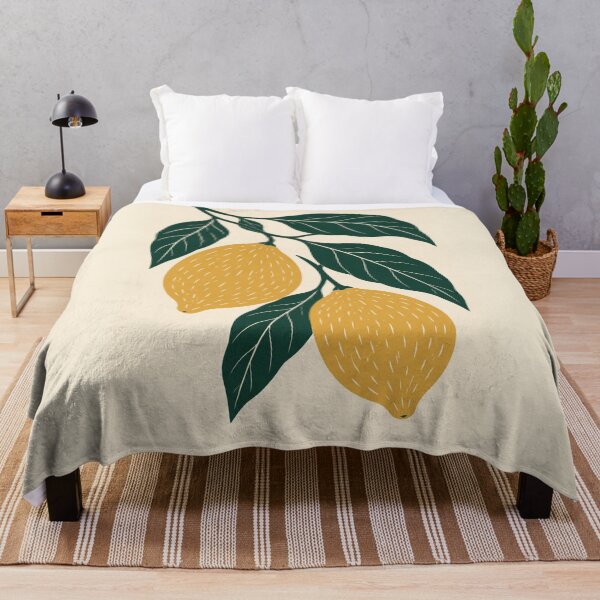 Item preview, Lemon Branch Linocut Art – Yellow Lemons Block Print Kitchen Decor designed and sold by In A Word | One-Word Tees & Gifts.
