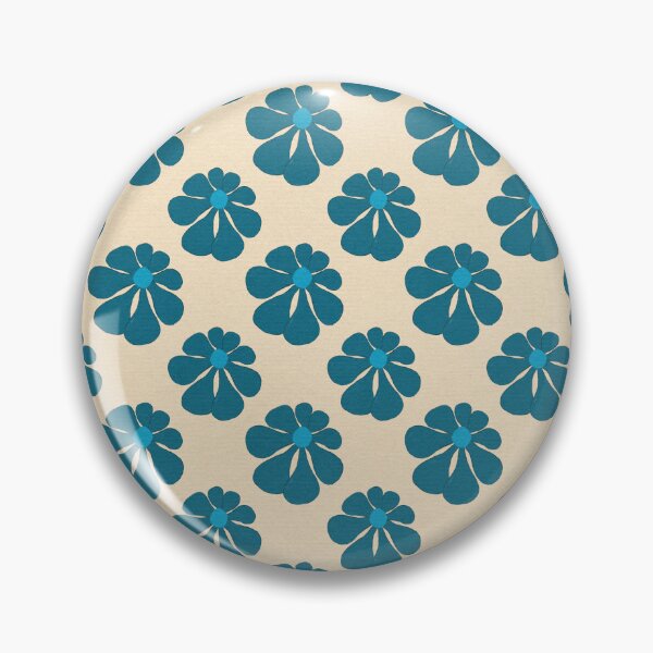 Item preview, Retro Teal Blue Flower Pattern Vintage 70s 60s designed and sold by Chatula Print Studio.