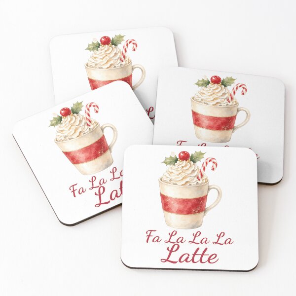 Item preview, Fa La La La Latte Christmas Coffee Watercolor Cup designed and sold by Alice Monber’s LETTERING.