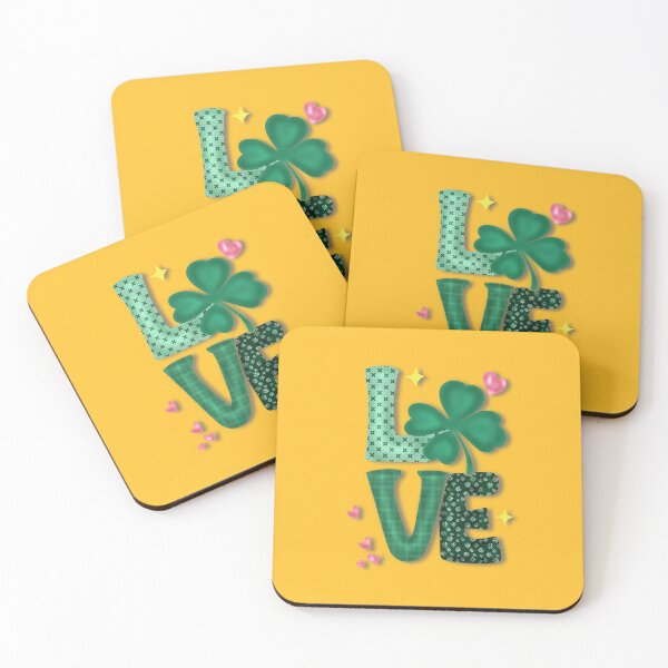 Item preview, Sweet LOVE Lettering with Shamrocks and Pink Hearts designed and sold by artblonska.