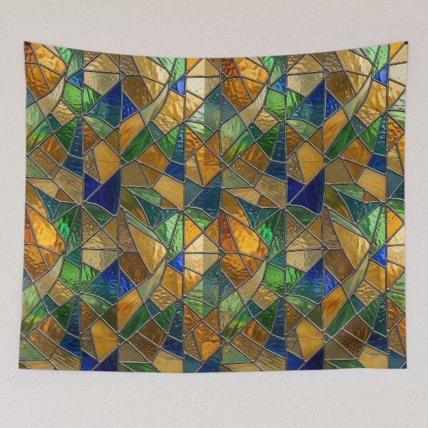 Item preview, Modern Luminous Stained Glass Geometric Pattern designed and sold by wallpapersarts.