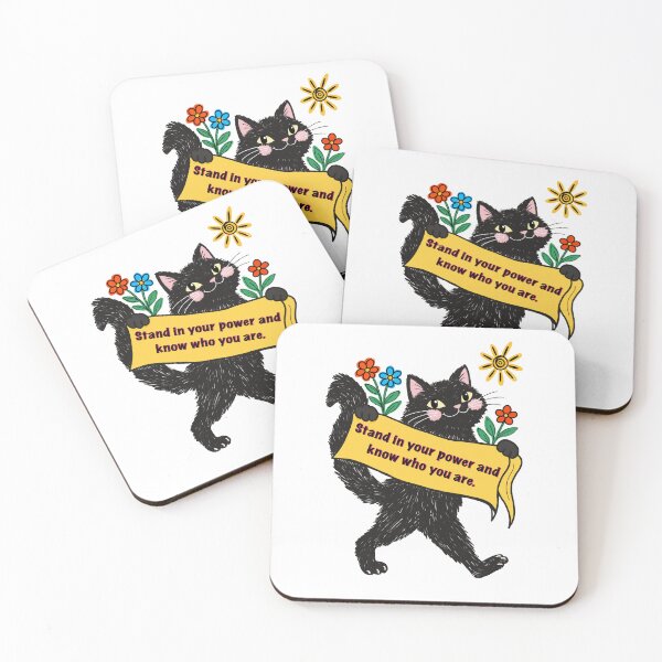 Item preview, Black cat with a motivational banner  designed and sold by The Curious Cow.