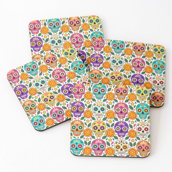 Item preview, Sugar Skull Pattern Marigolds Stars Colorful Repeat designed and sold by Inkworksbyshery.