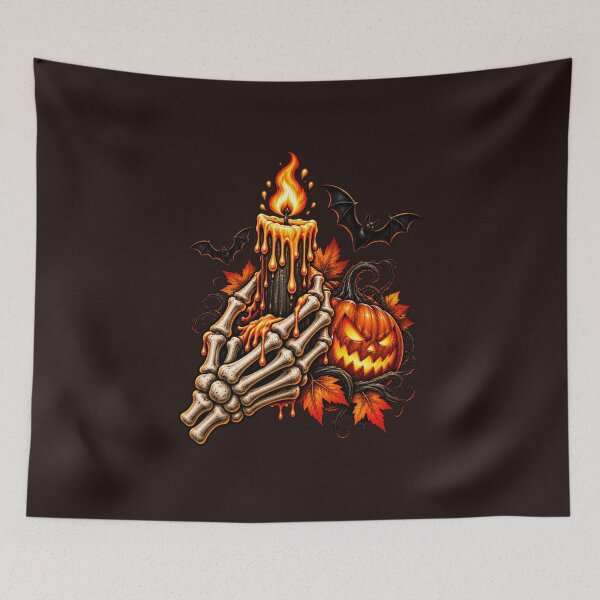 Item preview, Creepy Halloween Candle Skeleton and Pumpkin designed and sold by DIB Designs – Express Your Style.