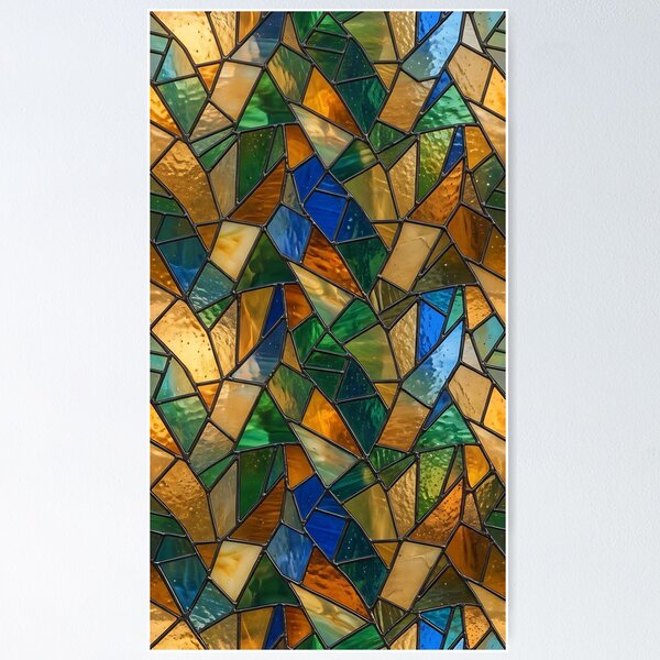 Item preview, Modern Luminous Stained Glass Geometric Pattern designed and sold by wallpapersarts.