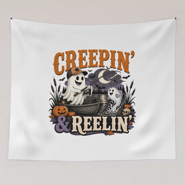 Item preview, Creepin’ and Reelin’ – Funny Halloween Fishing Gift for Anglers designed and sold by CuteDesignables.