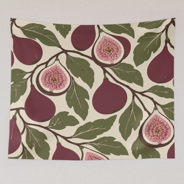 Item preview, Fig Branch Pattern – Linocut Fig Leaves Duvet Cover and Throw designed and sold by In A Word | One-Word Tees & Gifts.
