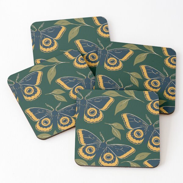 Item preview, Emperor Moth Pattern – Linocut Moth Duvet Cover and Throw designed and sold by In A Word | One-Word Tees & Gifts.
