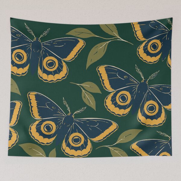 Item preview, Emperor Moth Pattern – Linocut Moth Duvet Cover and Throw designed and sold by In A Word | One-Word Tees & Gifts.