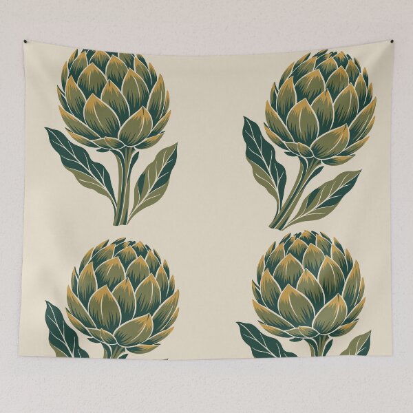 Item preview, Artichoke Pattern – Linocut Artichoke Duvet Cover and Throw designed and sold by In A Word | One-Word Tees & Gifts.