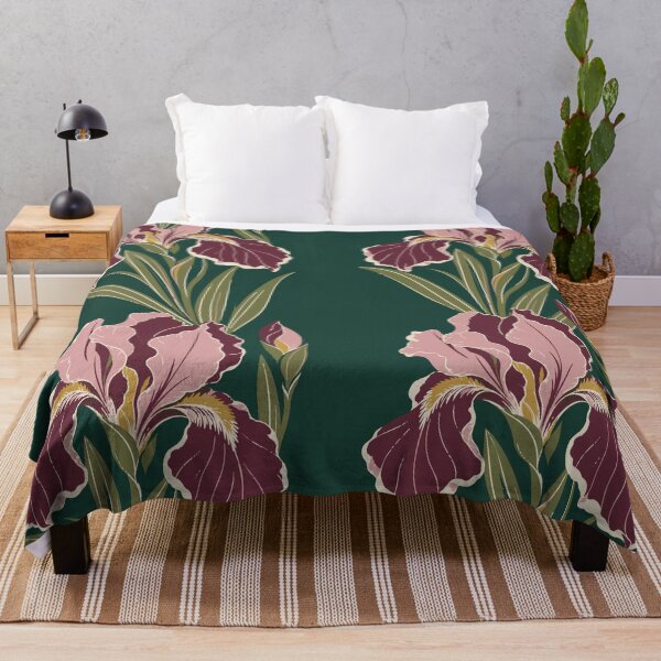 Item preview, Iris Flower Pattern – Linocut Iris Duvet Cover and Throw designed and sold by In A Word | One-Word Tees & Gifts.