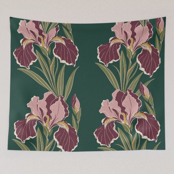 Item preview, Iris Flower Pattern – Linocut Iris Duvet Cover and Throw designed and sold by In A Word | One-Word Tees & Gifts.