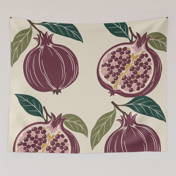 Item preview, Pomegranate Pattern – Linocut Pomegranate Duvet Cover and Throw designed and sold by In A Word | One-Word Tees & Gifts.