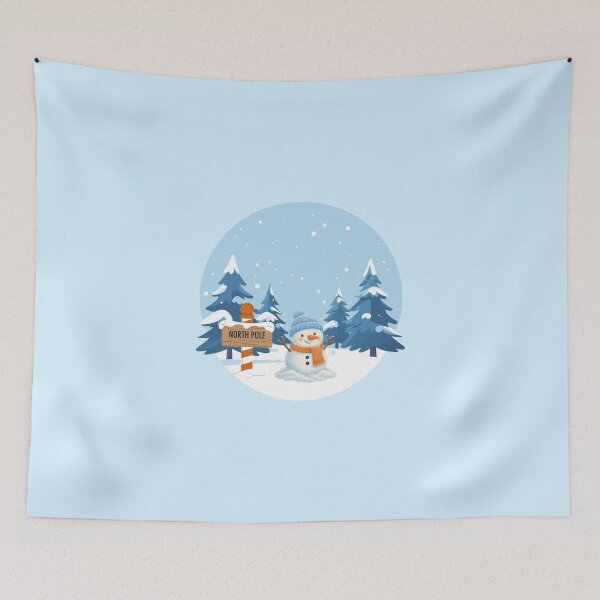 Item preview, Snowman by North Pole Sign in Winter Woods designed and sold by Gravity Market.