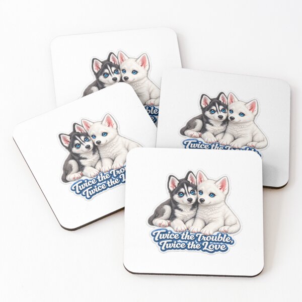 Item preview, Twice the Trouble, Twice the Love – Cute Siberian Husky Puppies designed and sold by Classic Chaos Creations.