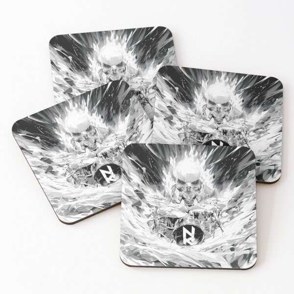 Item preview, Black and White Drummer Explosion Rock Art designed and sold by Lunat1kk.