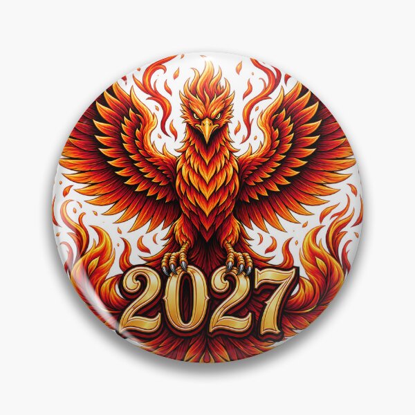 Item preview, Fire Phoenix Bird Holding 2027 Gold Numbers - Epic Fantasy Vector Design designed and sold by Nubian Style.