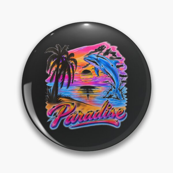 Item preview, Paradise Neon Dolphin Sunset Palm Tree Tropical Beach Vibes designed and sold by salmaousiri.