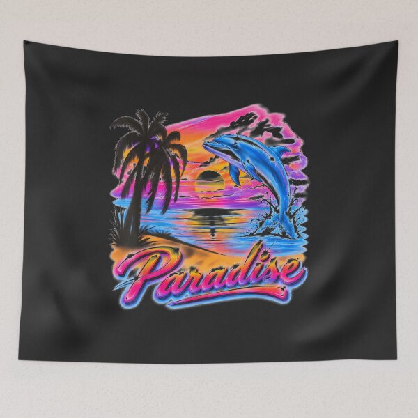 Item preview, Paradise Neon Dolphin Sunset Palm Tree Tropical Beach Vibes designed and sold by salmaousiri.