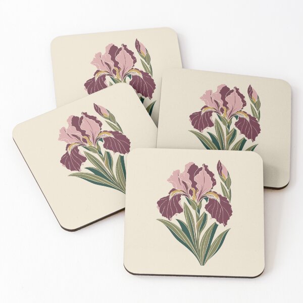 Item preview, Iris Linocut Art – Iris Flower Block Print Cushion and Wall Art designed and sold by In A Word | One-Word Tees & Gifts.