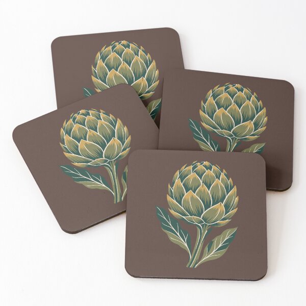Item preview, Artichoke Linocut Art – Olive Green Artichoke Block Print Cushion designed and sold by In A Word | One-Word Tees & Gifts.
