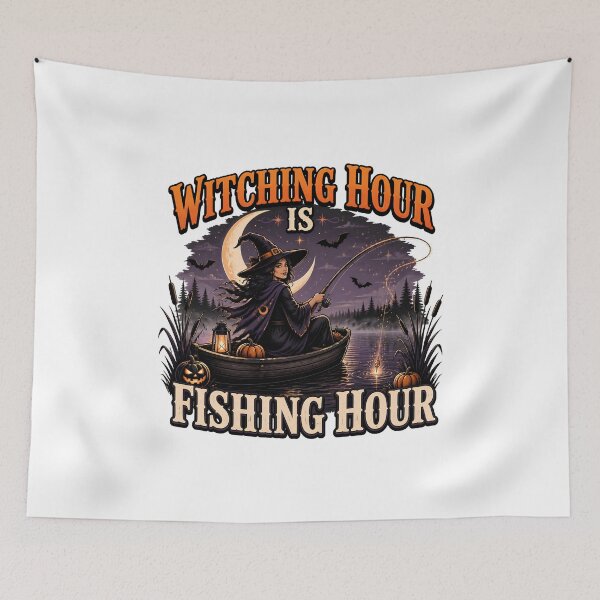 Item preview, Witching Hour Is Fishing Hour – Funny Halloween Fishing Gift for Anglers designed and sold by CuteDesignables.