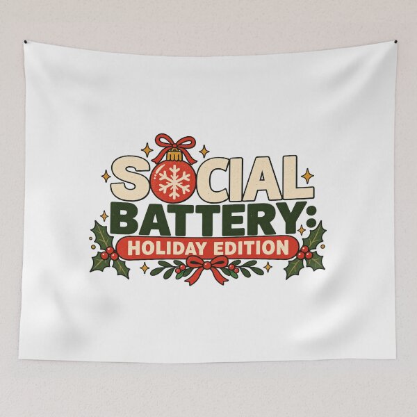Item preview, Social Battery Holiday Edition Funny Introvert Christmas Quote designed and sold by VYBEHAUS.