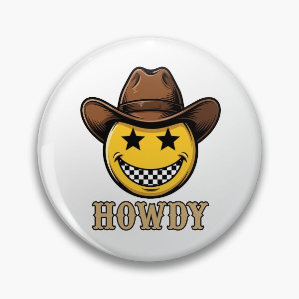 Item preview, Howdy Cowboy Smiley Face with Star Eyes & Checkered Smile – Retro Western Country Design designed and sold by SaltCreatives.
