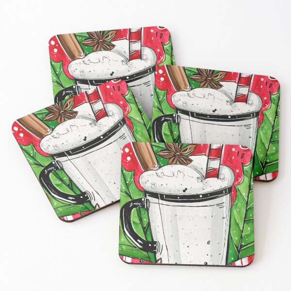 Item preview, Christmas Beverage Topped with Candy Cane, Cinnamon Stick, Garnished with Holly and Star Anise designed and sold by OlfactoART Studio.
