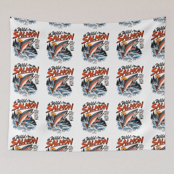 Item preview, Wild Salmon Jumping River Rapids Mountain Fishing Art designed and sold by IRON WINGS /USAF.