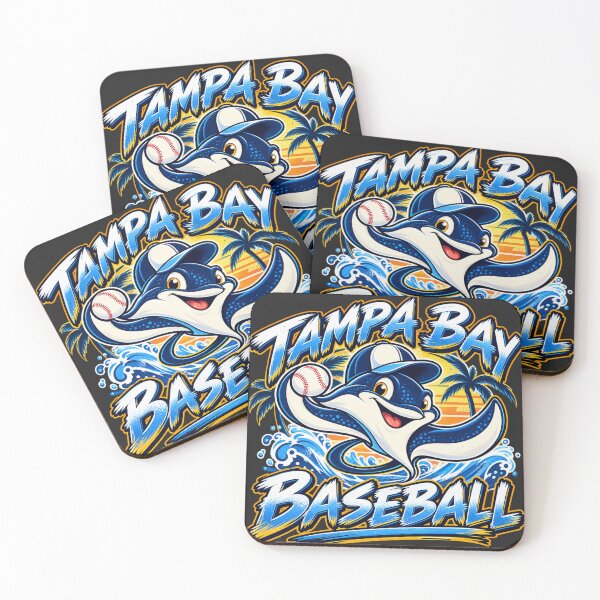 Item preview, Tampa Bay Baseball Ray Mascot Ocean Waves Palm Trees designed and sold by salmaousiri.