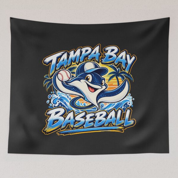 Item preview, Tampa Bay Baseball Ray Mascot Ocean Waves Palm Trees designed and sold by salmaousiri.