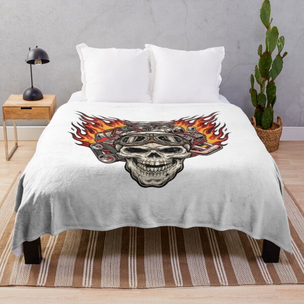Item preview, Hot Rod V8 Engine Skull with Flames Art designed and sold by Rahat3344.