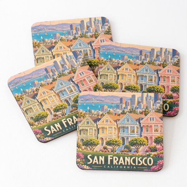 Item preview, San Francisco Victorian Houses – Vintage California Travel Poster designed and sold by Eclipse 3699.