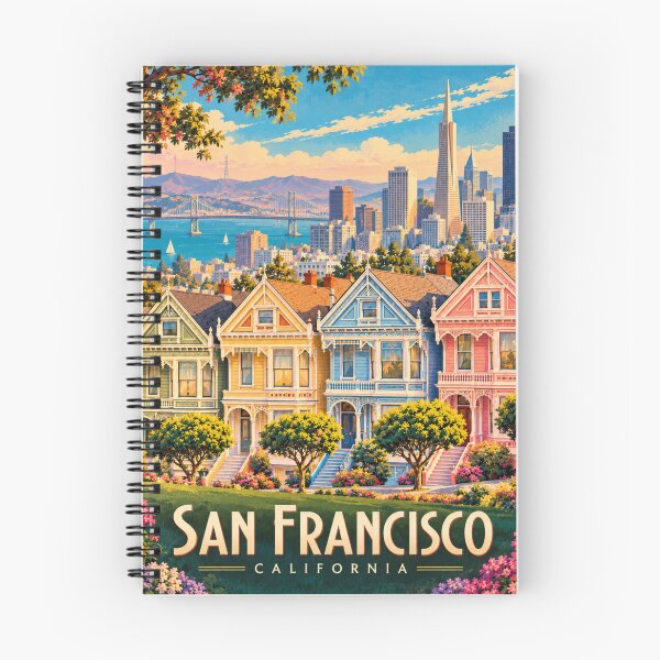 Item preview, San Francisco Victorian Houses – Vintage California Travel Poster designed and sold by Eclipse 3699.