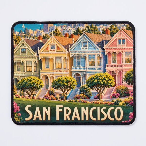 Item preview, San Francisco Victorian Houses – Vintage California Travel Poster designed and sold by Eclipse 3699.