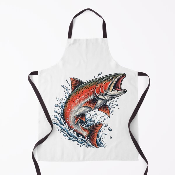 Item preview, Leaping Red Salmon Splashing Water Hand Drawn Art designed and sold by IRON WINGS /USAF.