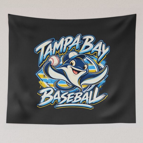 Item preview, Tampa Bay Baseball Ray Mascot Bold Blue Yellow Action Pose designed and sold by salmaousiri.