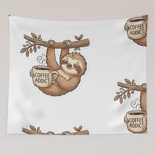 Item preview, Cute Sloth Coffee Addict Hanging on Branch designed and sold by Rahat3344.