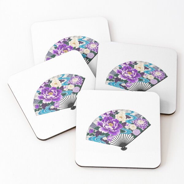Item preview, Japanese Folding Fan Purple Peony Floral Art designed and sold by tmoca.